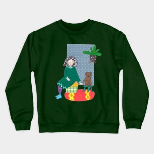 Girl and her teddy bear Crewneck Sweatshirt